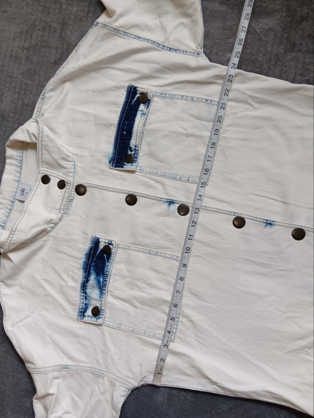 Cabi White, Blue, Button Front Utility Jacket Womens Size Small 100% Cotton - Picture 4 of 8